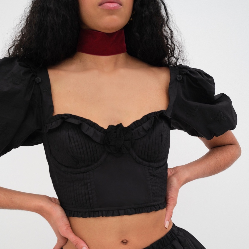 For Love & Lemons Maye Crop Top Size XXS / Black